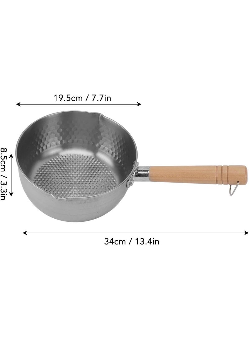 Sauce Pan, Non Stick Stainless Steel Saucepan with Long Wooden Handle, Small Japanese Milk Pot Pan for Soup, Noodles, Compatible for All Stove Top - Image 2